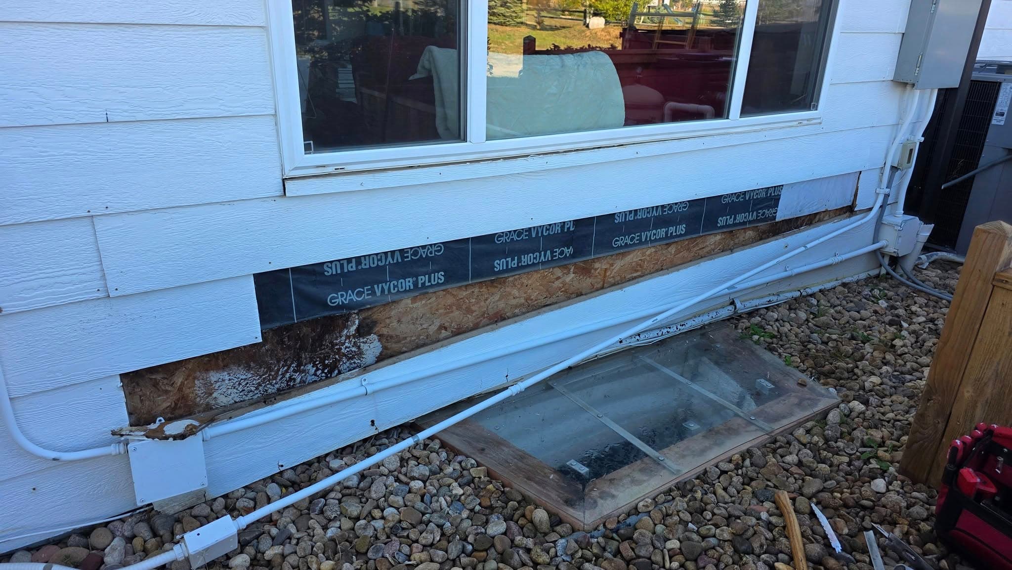 Metal trim and flashing installed on a building exterior